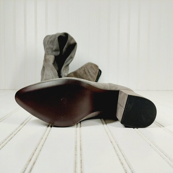 Cole Haan Darcia Gray Leather Back Zipper Block Heel Over the Knee Boots H609 - Picture 12 of 13